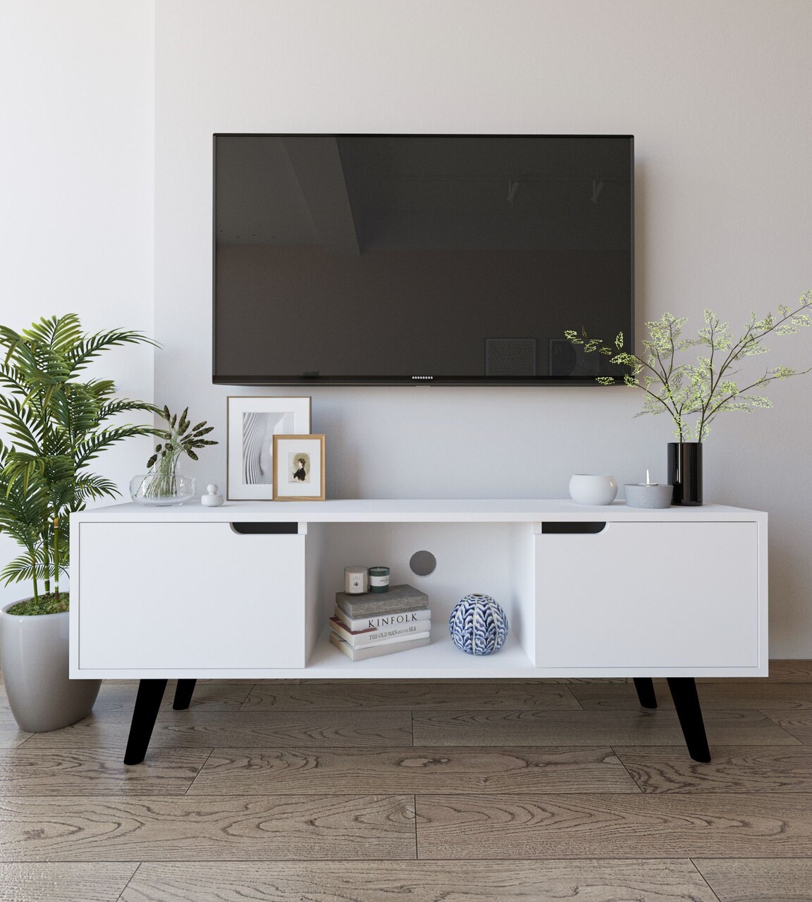 Comoda TV, Hanah Home, Siena, 139.7x53x53 cm, PAL, Alb - imagine 6